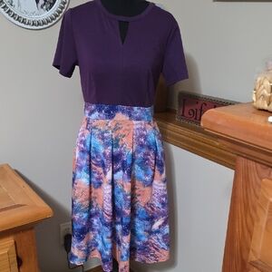 Elegant Purple and Multicolor Midi Dress